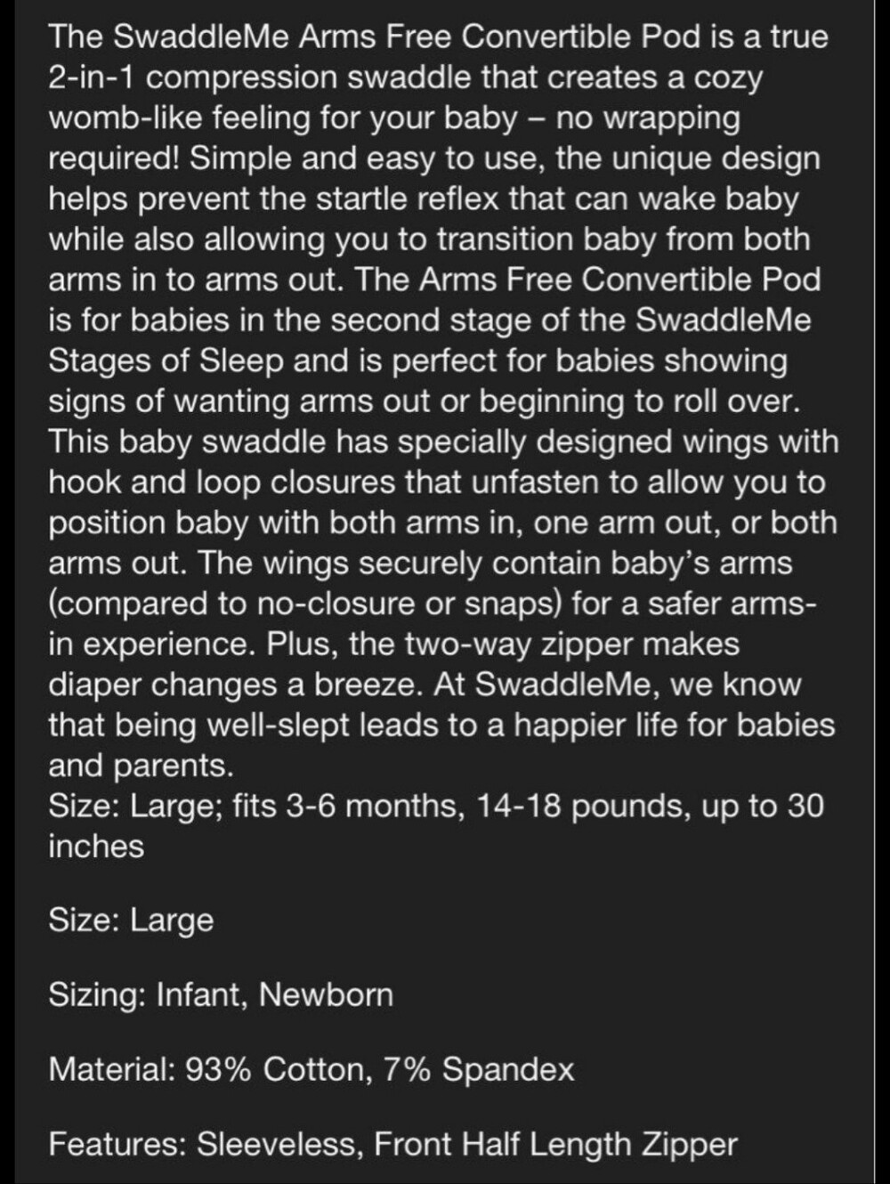 SwaddleMe Arms Free convertible Pod Baby Sleep Sack Bundle Size Large - Picture 2 of 10